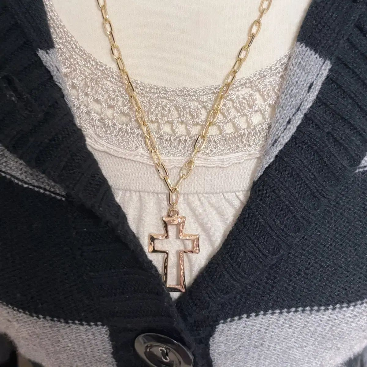 クルー ゴスパンク フェアリー 黒 アンド グレー ストライプ レイヤード プリンターの色 コーディネートセット