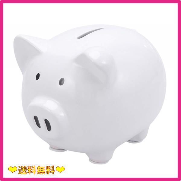 スタッフおすすめホワイト_サイズ1 LEDMOMO かわいい ブタ 貯金箱 コイン バンク 小銭 硬貨 お札専用 おもしろ シンプル アニマル オーナメント 雑貨 大 容量 ホワイト 口あき