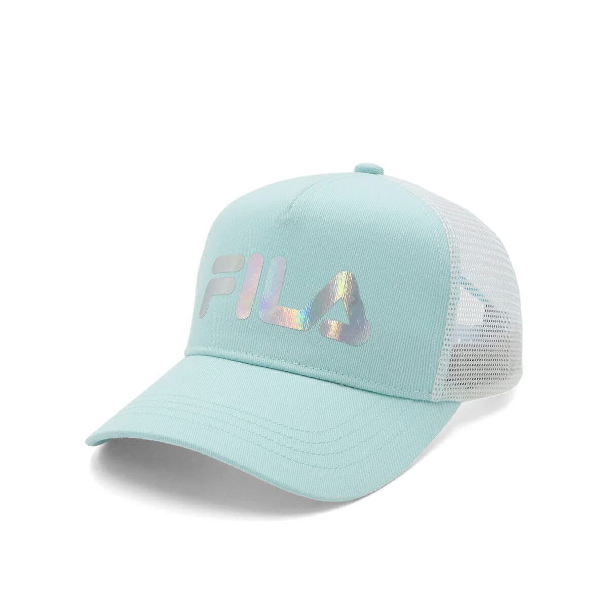 【人気商品】FLG 128 HOLO FREE ライトブルー MESH キラキラロゴ ガールズメッシュキャップ CAP KIDS FILA