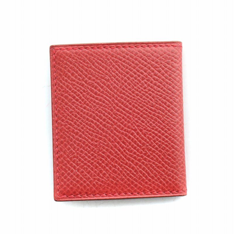 エルメス HERMES ミニフォトフレーム 二つ折り レザー 赤 レッド /BB
