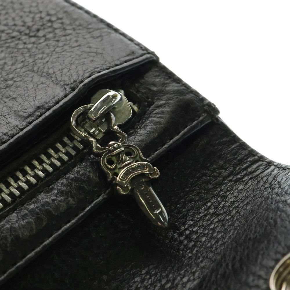  CHROME HEARTS クロムハーツ WAVE ウェーブ レザーウォレット 財布 ブラック BCA 375 長財布 小物
