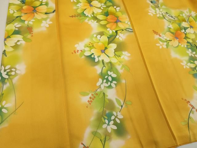 平和屋着物▽上質な小紋 単衣 草花文 正絹 逸品 CAAT6611xi