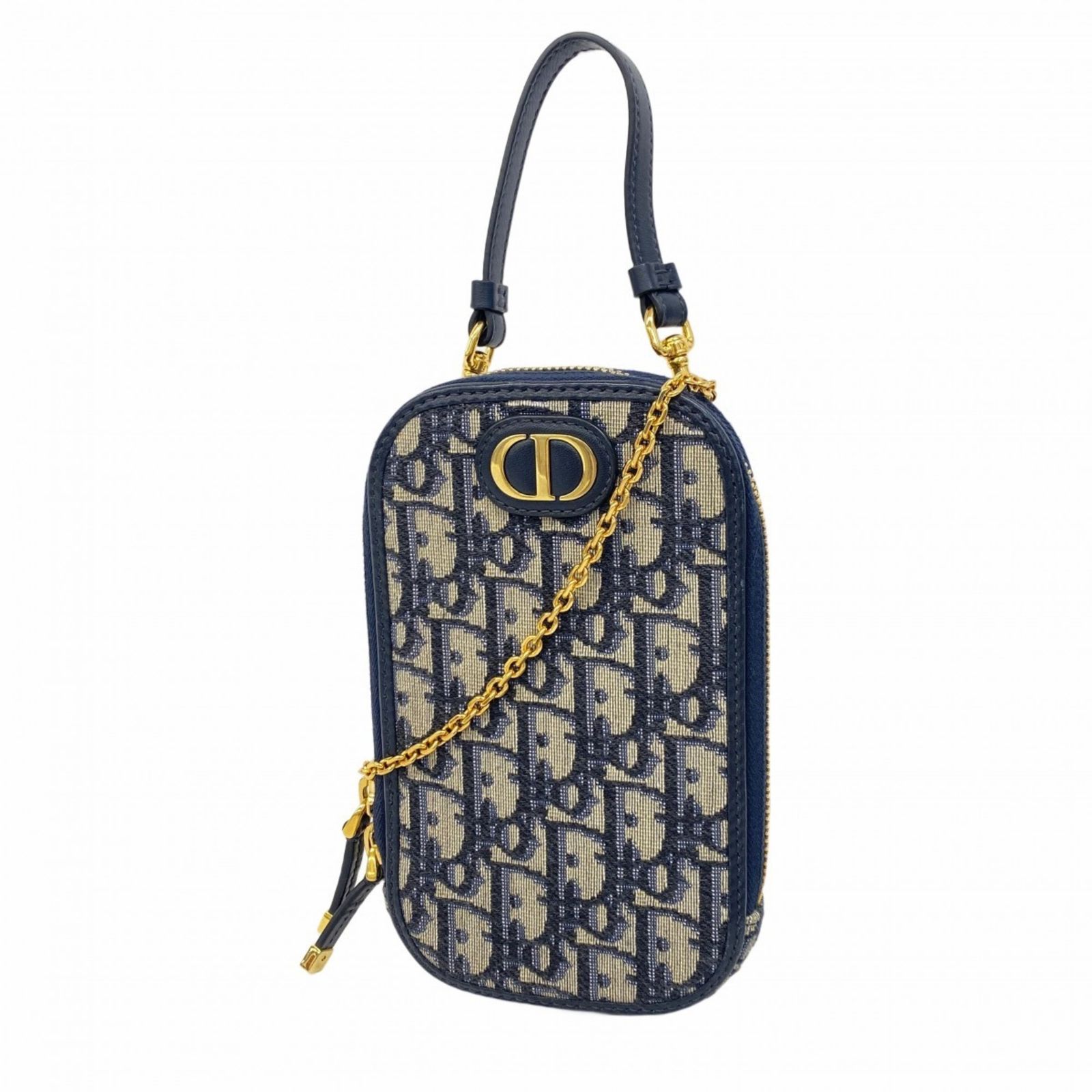 クリスチャン ディオール Christian Dior クリスチャンディオール ショルダーバッグ モンテーニュ キャンバス ネイビー レディース