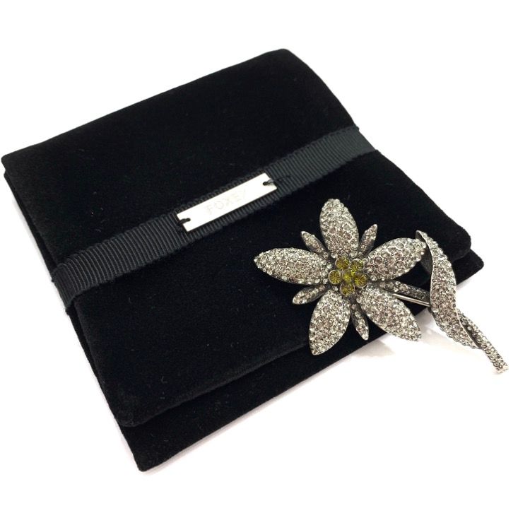 FOXEY フォクシー ブローチ シャイニーフラワー ラインストーン クリア