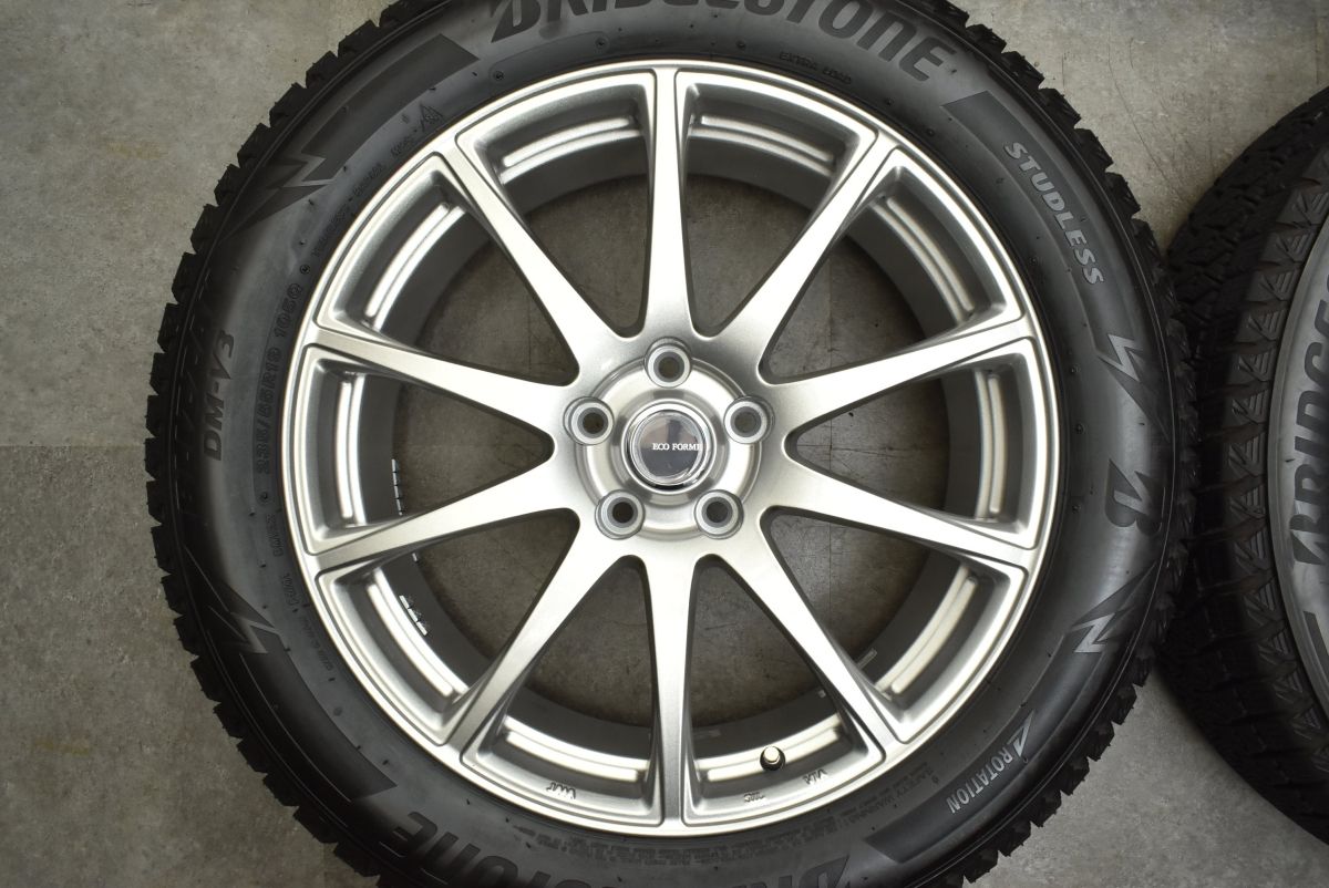 【バリ溝 美品】エコフォルム 19in 7.5J +42 PCD114.3 ブリヂストン ブリザック DM-V3 235/55R19 NX RAV4 エクストレイル CX-60 送料無料