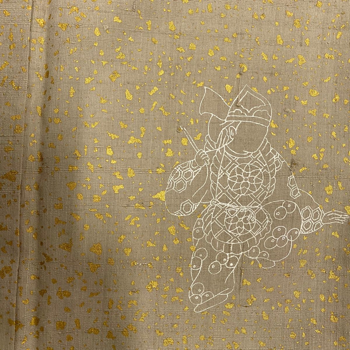 付下げ 身丈163.5cm 裄丈65cm M 袷 人物 楓 金彩 紬地 薄茶色 正絹 美  