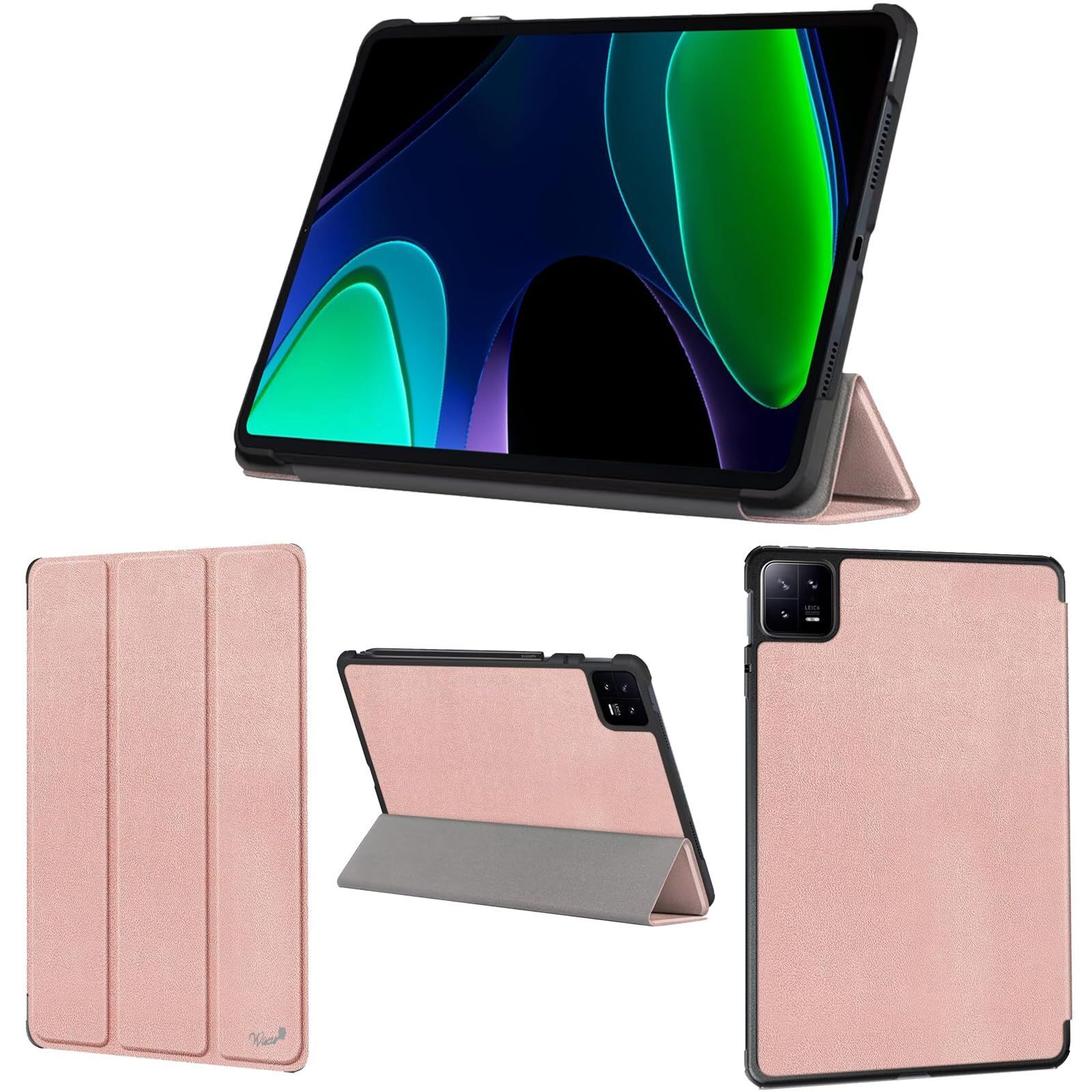 新品 wisers Xiaomi Pad 6 タブレットケース (ローズゴールド) 11インチ 対応 (保護フィルム 付き/スリムタイプ) タブレットカバー 2024年 新型