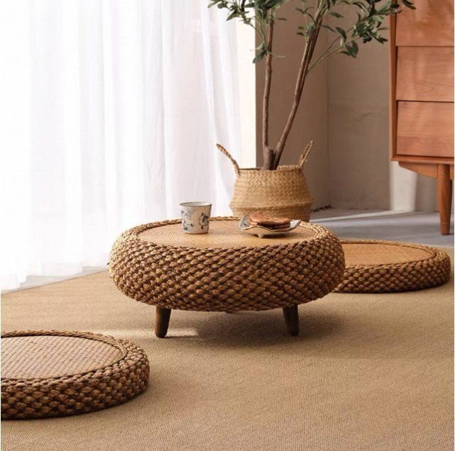 畳コーヒーテーブル 掃き出し窓用小テーブル コタツ台 寝室用 シンプル窓辺の低い卓 藤編み ふじあみ