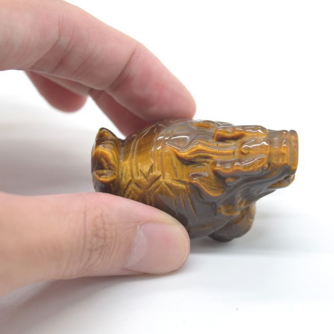 龍亀 アウトレット ロングイ タイガーアイ 天然石製置物 虎目石 6cm 龍