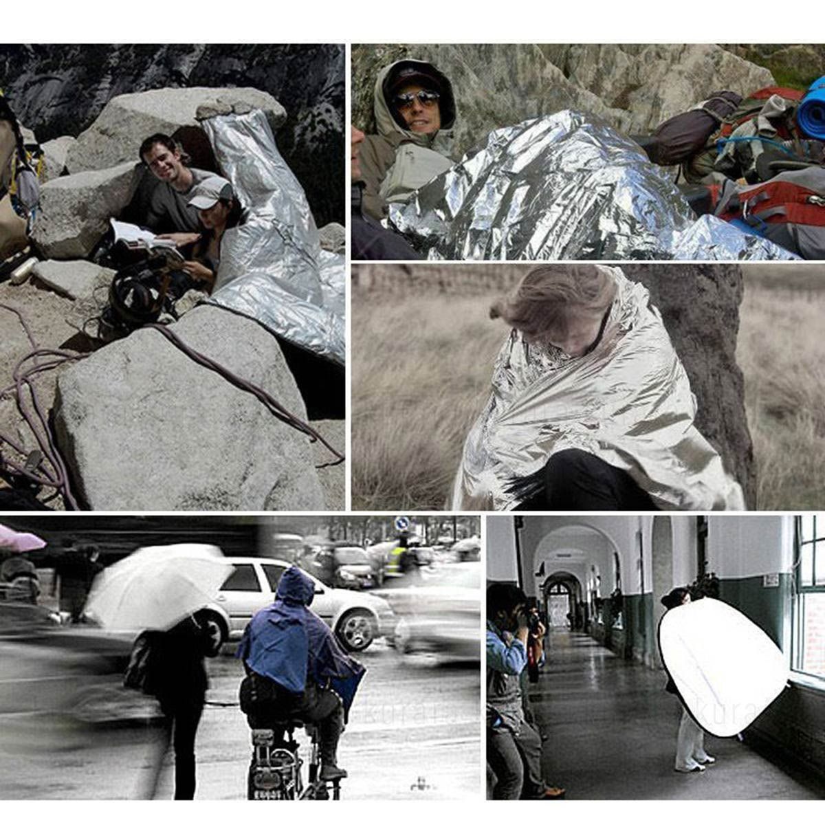 安心の大判サイズ 防災 エマージェンシー シート 保温 防風 防寒 防災 ブランケット アウトドア 非常用 グッズ 大判アルミシート 厚手 アルミブランケット サバイバルシート 簡易毛布 寝袋 応急手当 保護用品 4個 シルバー SKLAD-KIRPICHA_RU