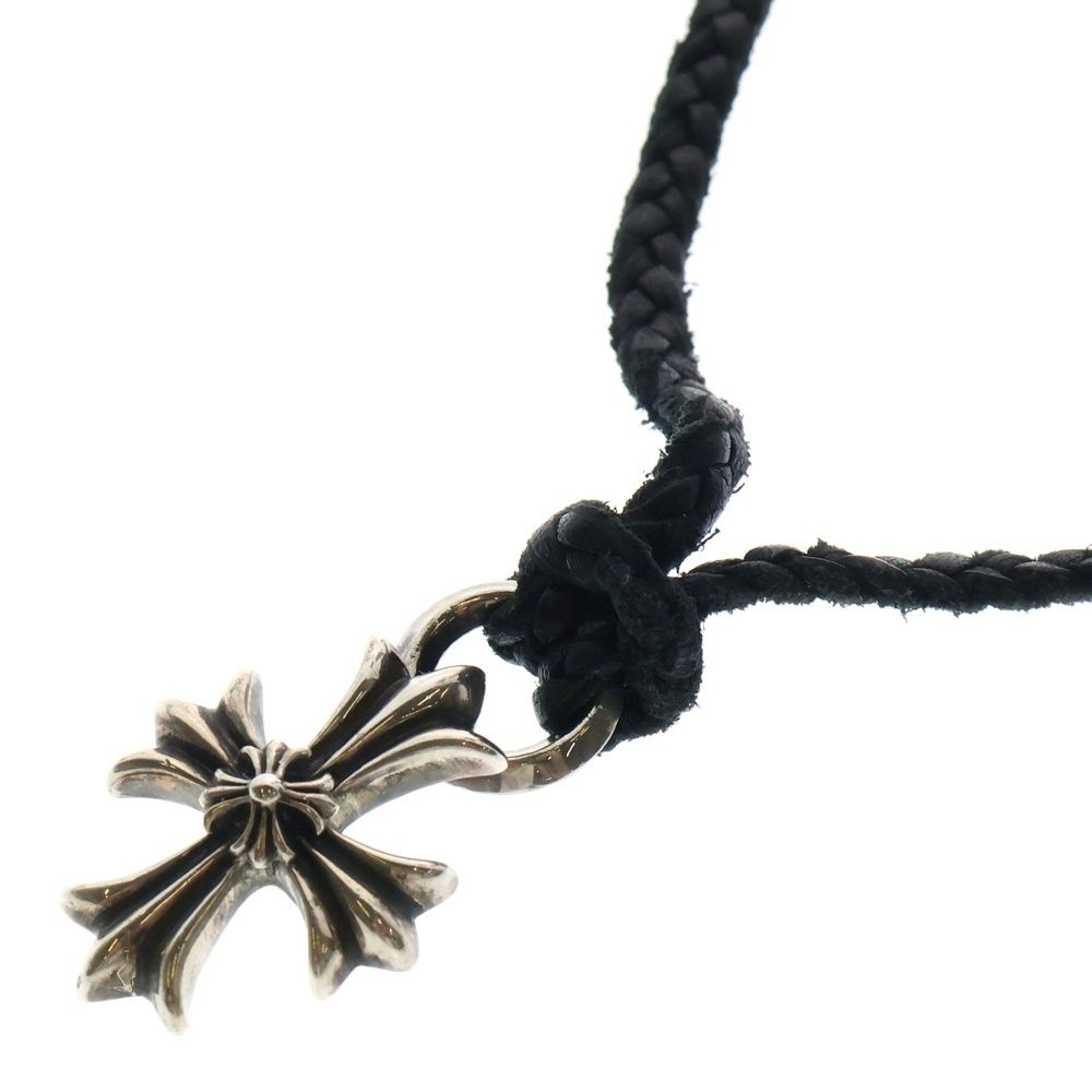 クロムハーツ ダブル CHプラスペンダント スクロールレザーブレイド ネックレス クロムハーツ ダブル CHプラスペンダント スクロールレザーブレイド