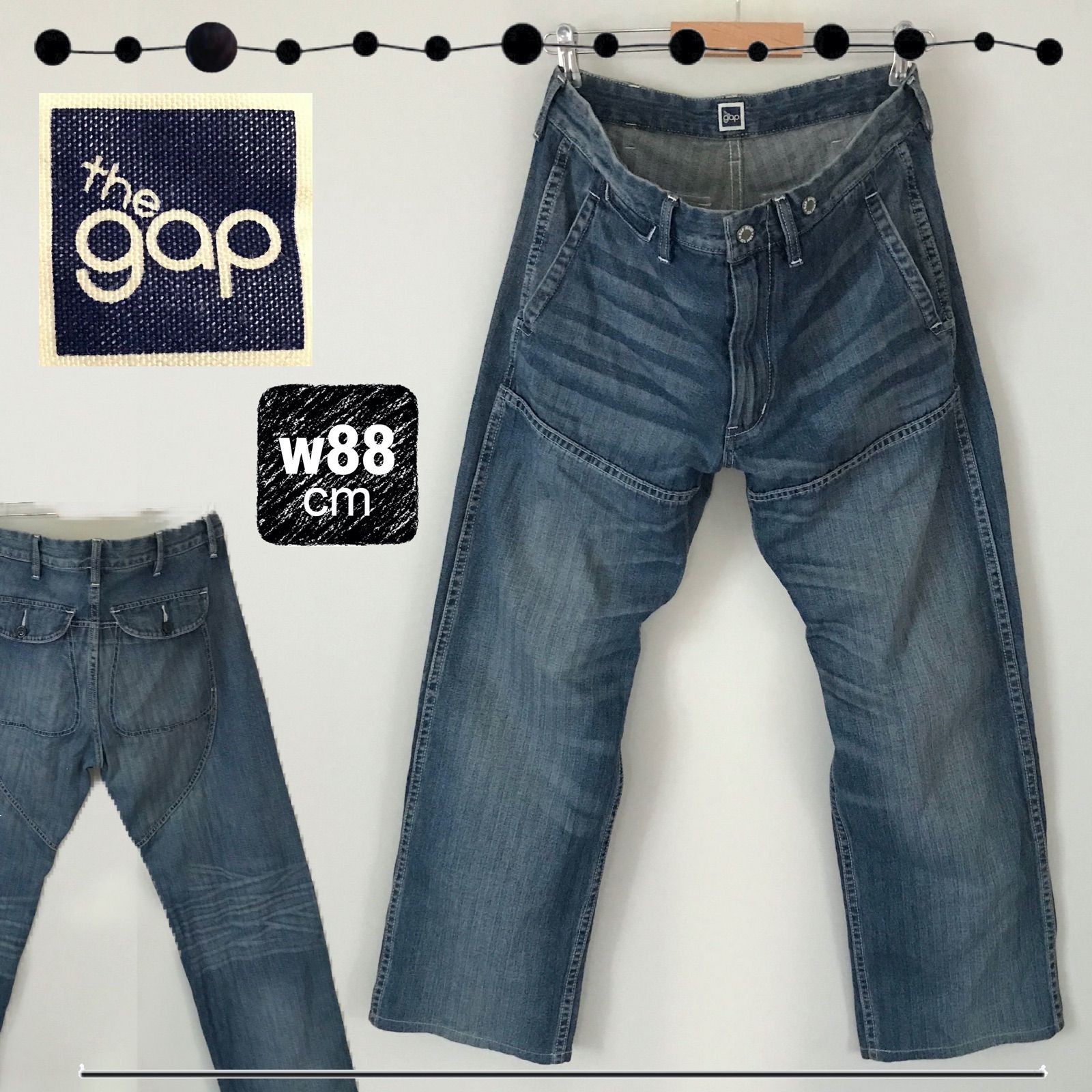 GAP ギャップ☆ヘリンボーン デニム☆ダメージ加工☆デザインパンツ