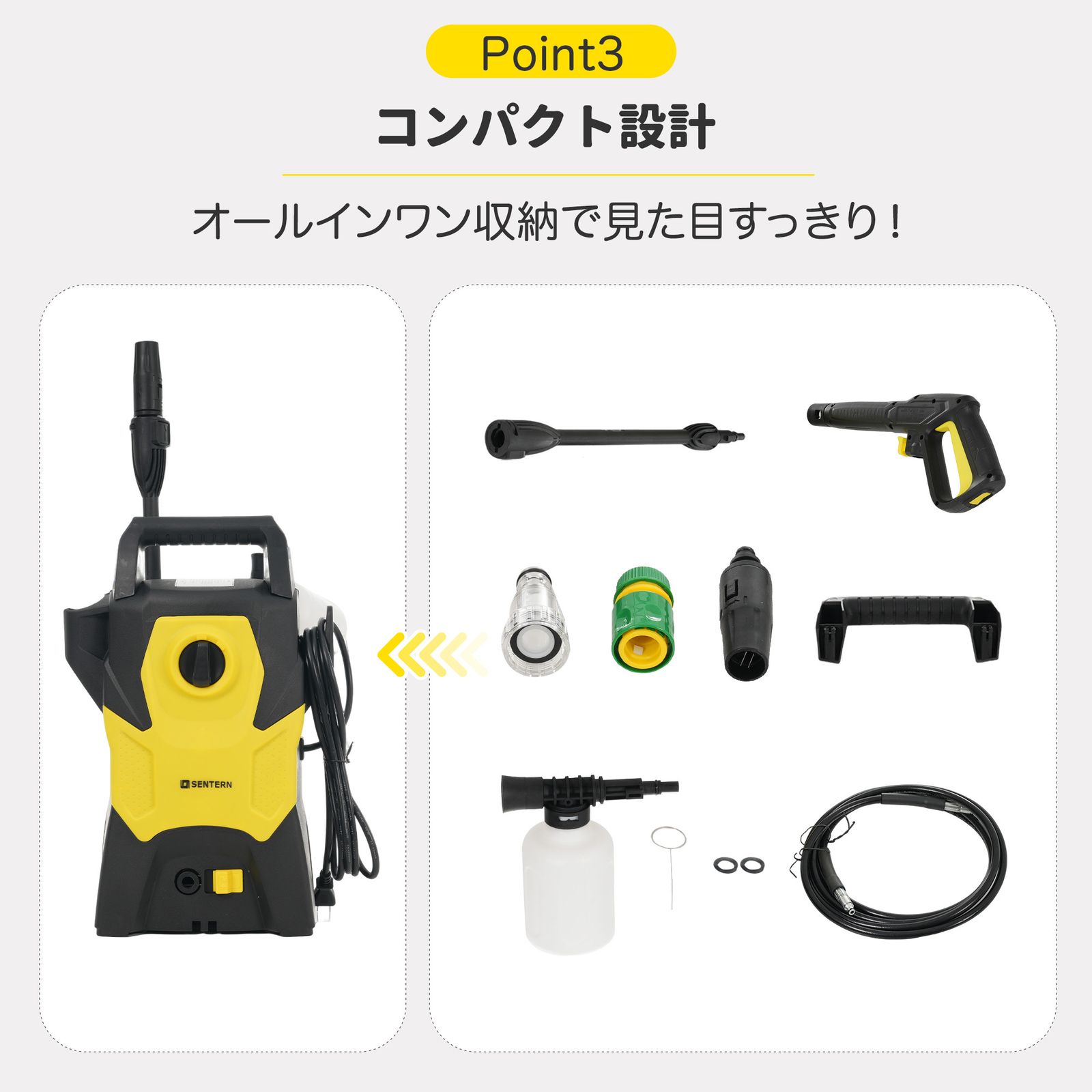 高圧洗浄機 許容圧力14MPa 吐出水量5.5L/min高圧低圧切替可能小型軽量 高圧洗浄機 低圧切替可能 許容圧力：14MPa 吐出水量：5.5L/min