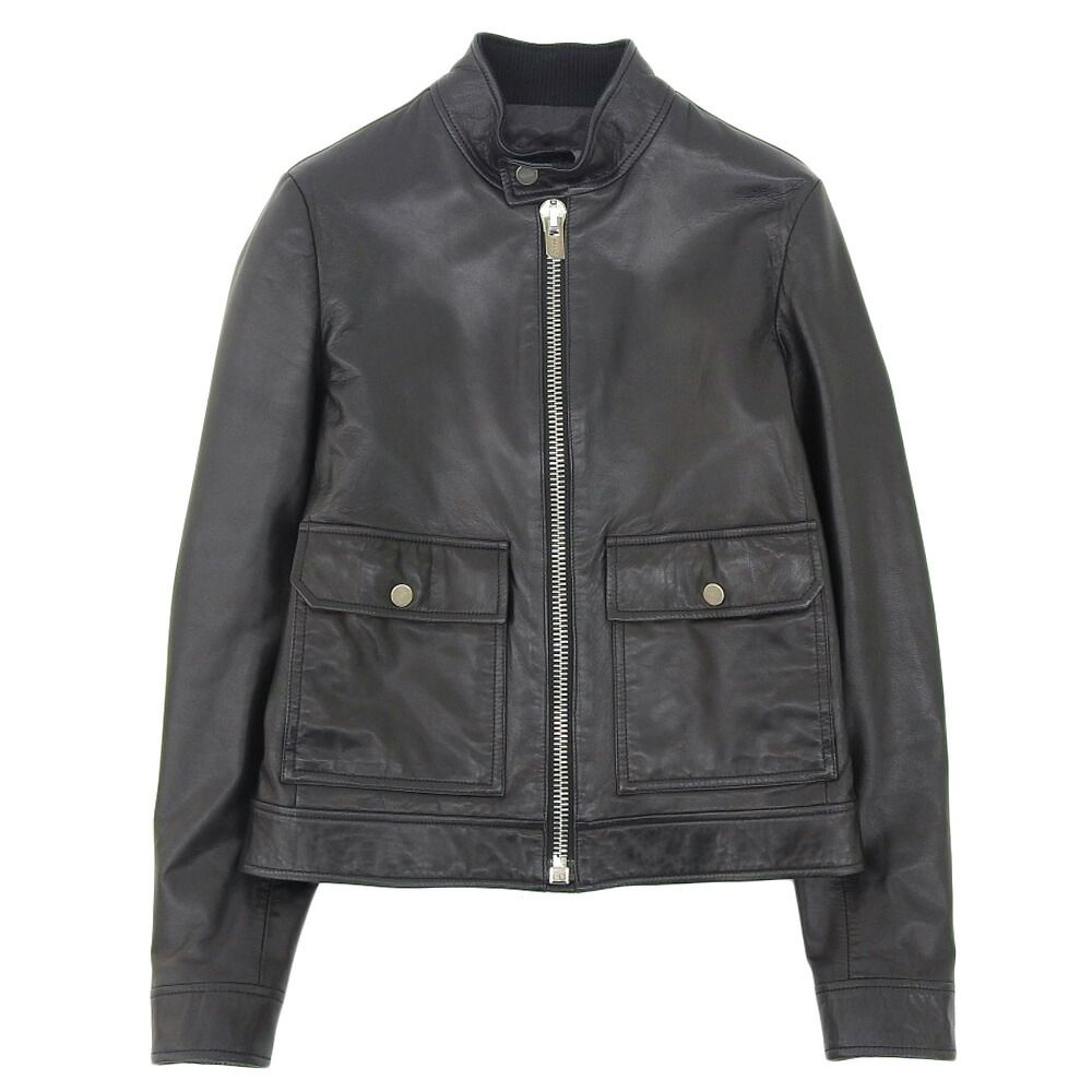 超美品 バリー BALLY 現行タグ ラムレザー スタンドカラー シングル ライダース ジャケット 42 XS 細身 メンズ