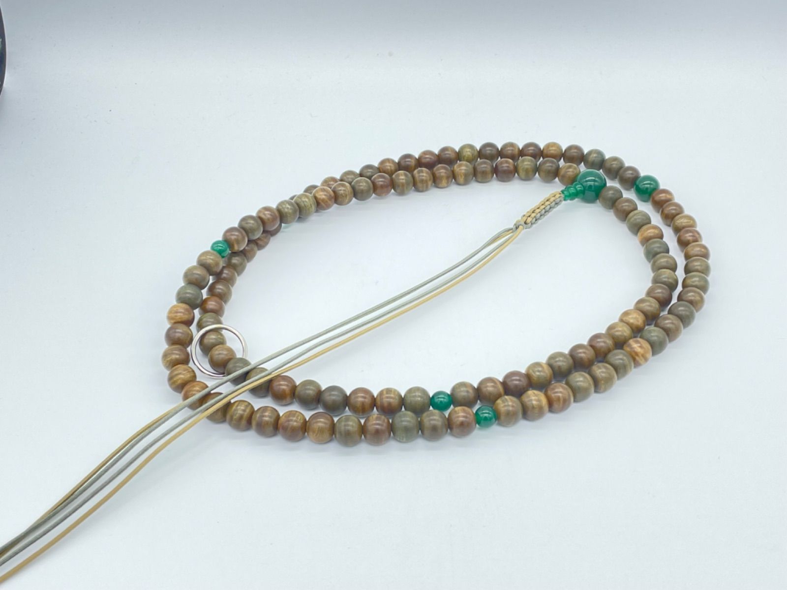 赤字大出血セール！アグリアス・ヒュイットソニウス ！緑帯出現！標本！ 曹洞宗用念珠 緑檀 最も安い アベンチュリン仕立 紐房108玉1尺7寸