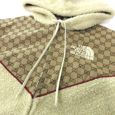 グッチ GUCCI × THE NORTH FACE ノースフェイス 21SS GG Canvas Shearling Jacket 644582  GGキャンバス シアリング ジャケット 国内正規 XS ベージュ