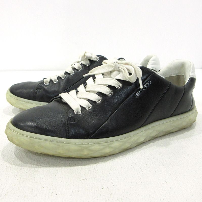 三重本店 JIMMY CHOO ジミーチュウ スニーカー DIAMOND LIGHT レザー ブラック サイズ 42 135
