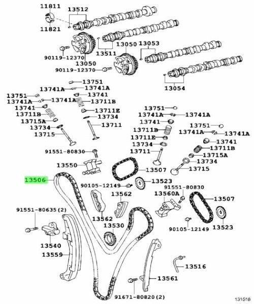 トヨタ ランドクルーザー プラド 4ランナー タンドラ チェーン Chain NO.1 13506-31040 TOYOTA LEXUS Genuine JDM メーカー純正品
