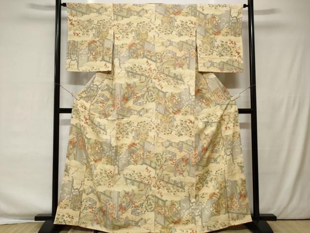 平和屋着物▽上質な小紋　単衣　絞り　亀甲丸文　正絹　逸品　CAAW1340xi 平和屋着物▽上質な小紋 単衣 絞り 亀甲丸文 正絹 逸品 CAAW1340xi