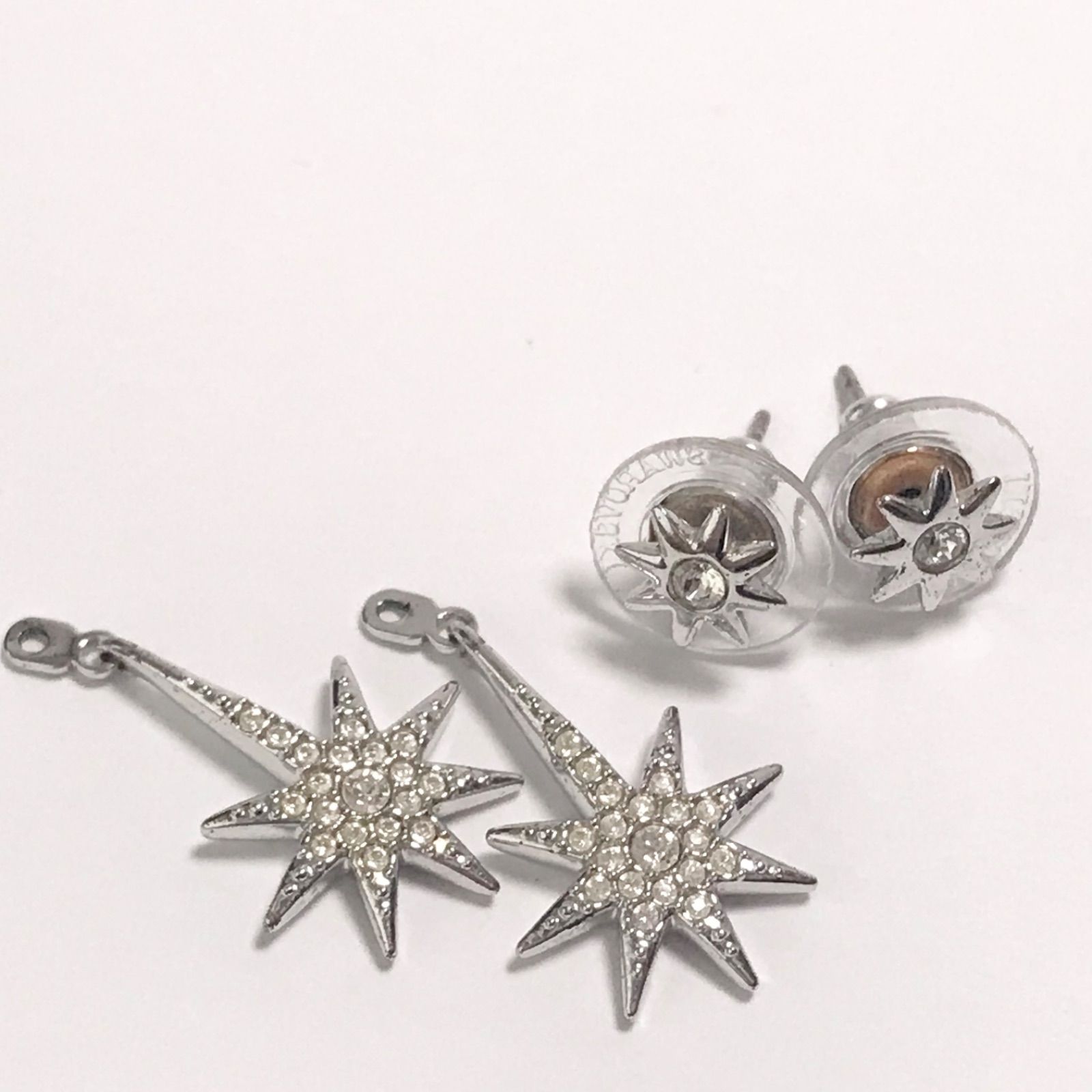 【美品】Swarovski スワロフスキー　星型シルバーピアス スワロフスキー swarovski 2Way ピアス シルバーカラー 星