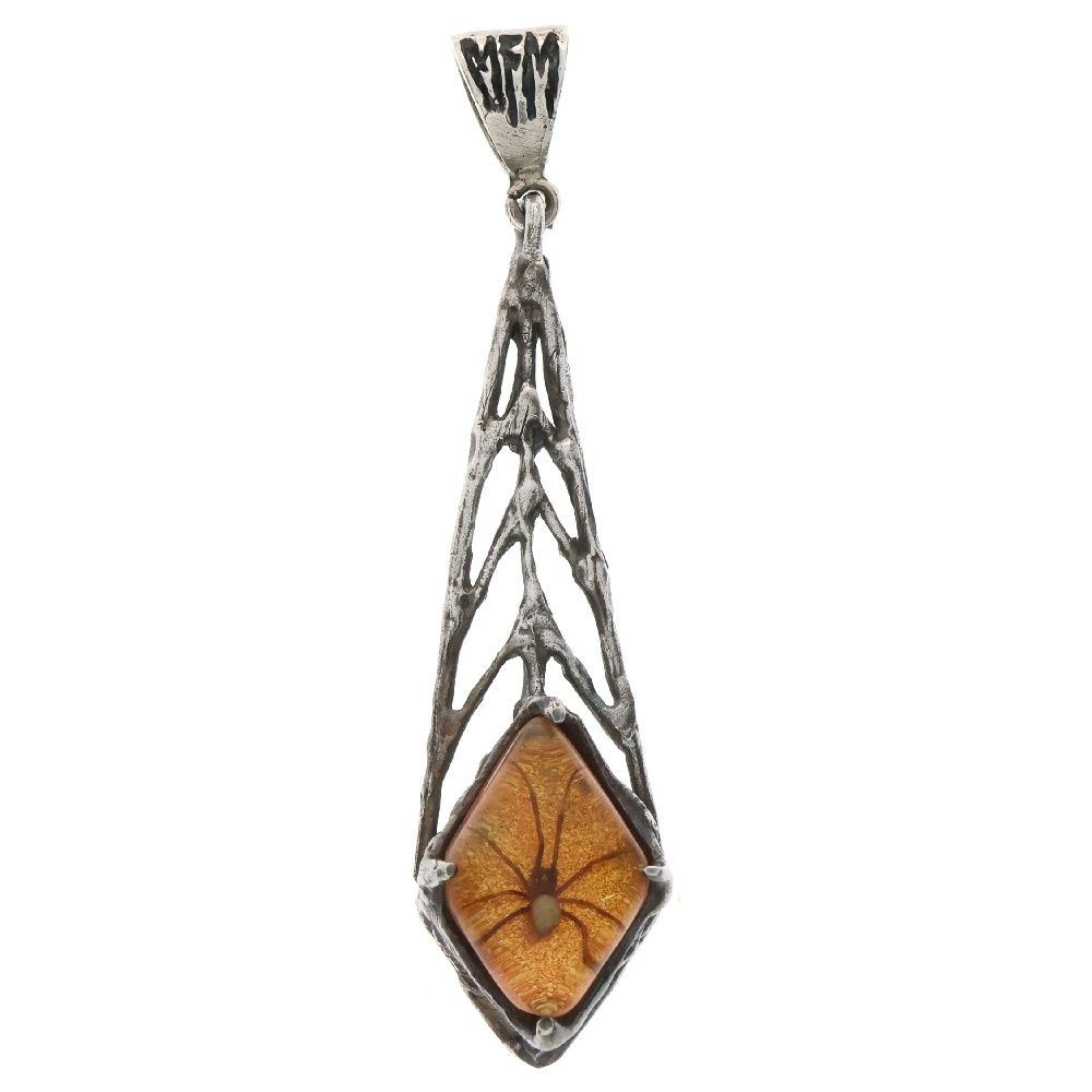 MFM エムエフエム DIA WEB PENDANT NECKLACE ダイヤ スパイダー ウェブ ペンダントトップ ネックレス オレンジ|シルバー