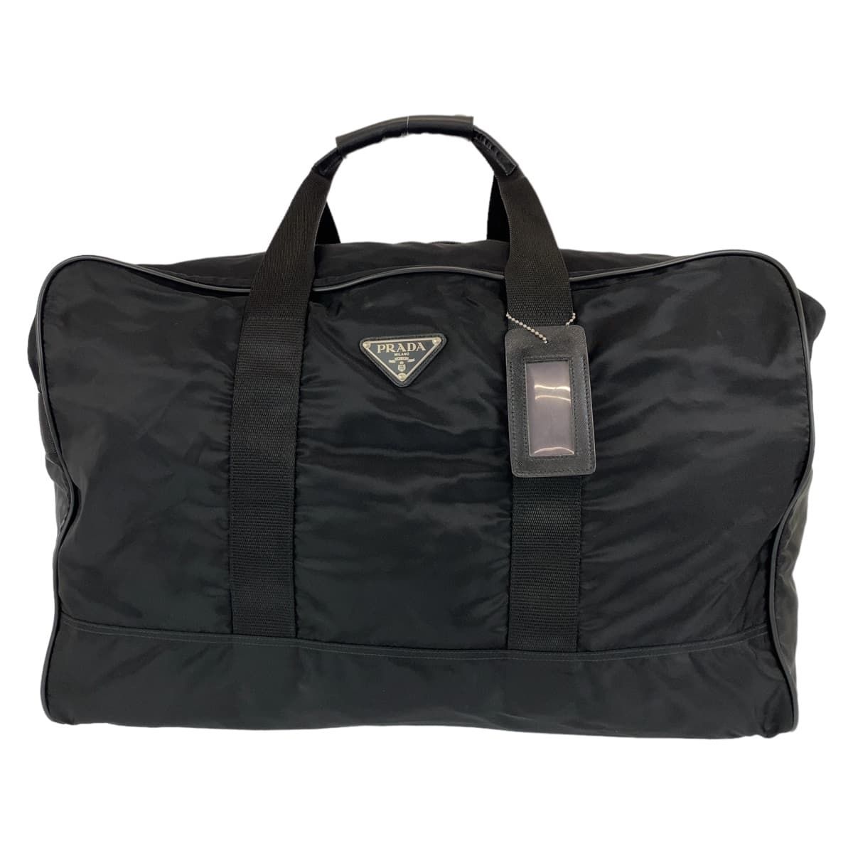 美品 プラダ PRADA 三角プレート テスート ハンドバッグ ミニボストン PRADA プラダ テスート 三角ロゴプレート ブラック 黒 シルバー