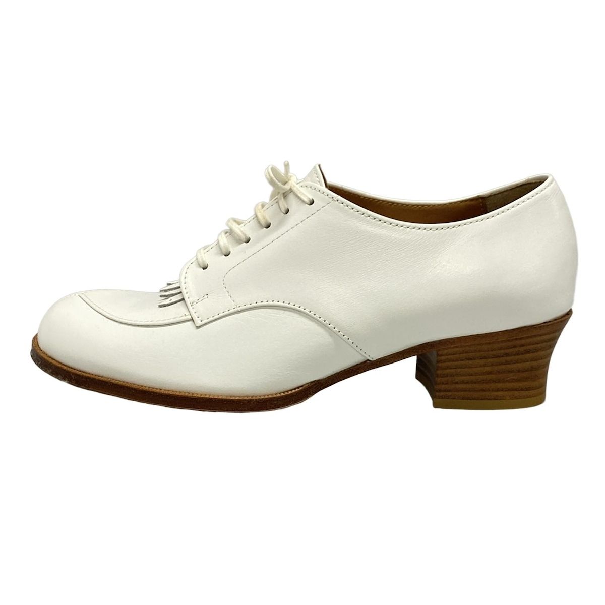 chausser ショセ シューズ 24 レディース - 白 フリンジ レザー