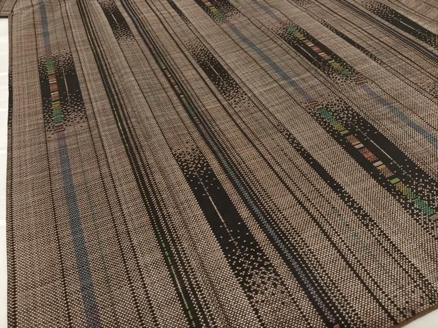 平和屋着物○本場大島紬 泥染め 7マルキ 変わり縞 正絹 逸品