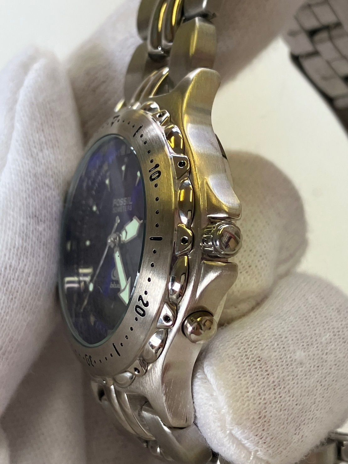 中古品】 FOSSILフォッシル blueブルー 50METER 腕時計 AM-3244 