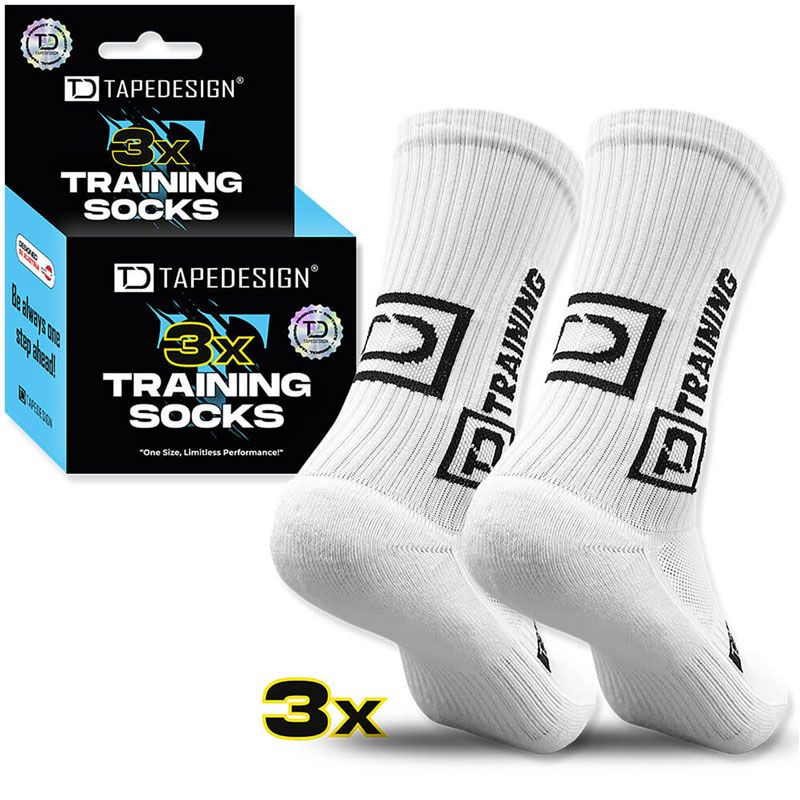 TapeDesignSocks テープデザインソックス Training Socks (3pack) サッカー ソックス (trsock3wh)、ホワイト