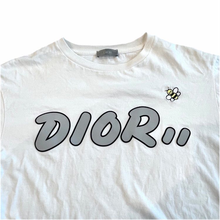 【中古】確実正規品 DIOR ディオール フロッキーロゴ BEE刺繍 Tシャツ 923J611X1241 半袖 ホワイト 白 メンズXXS