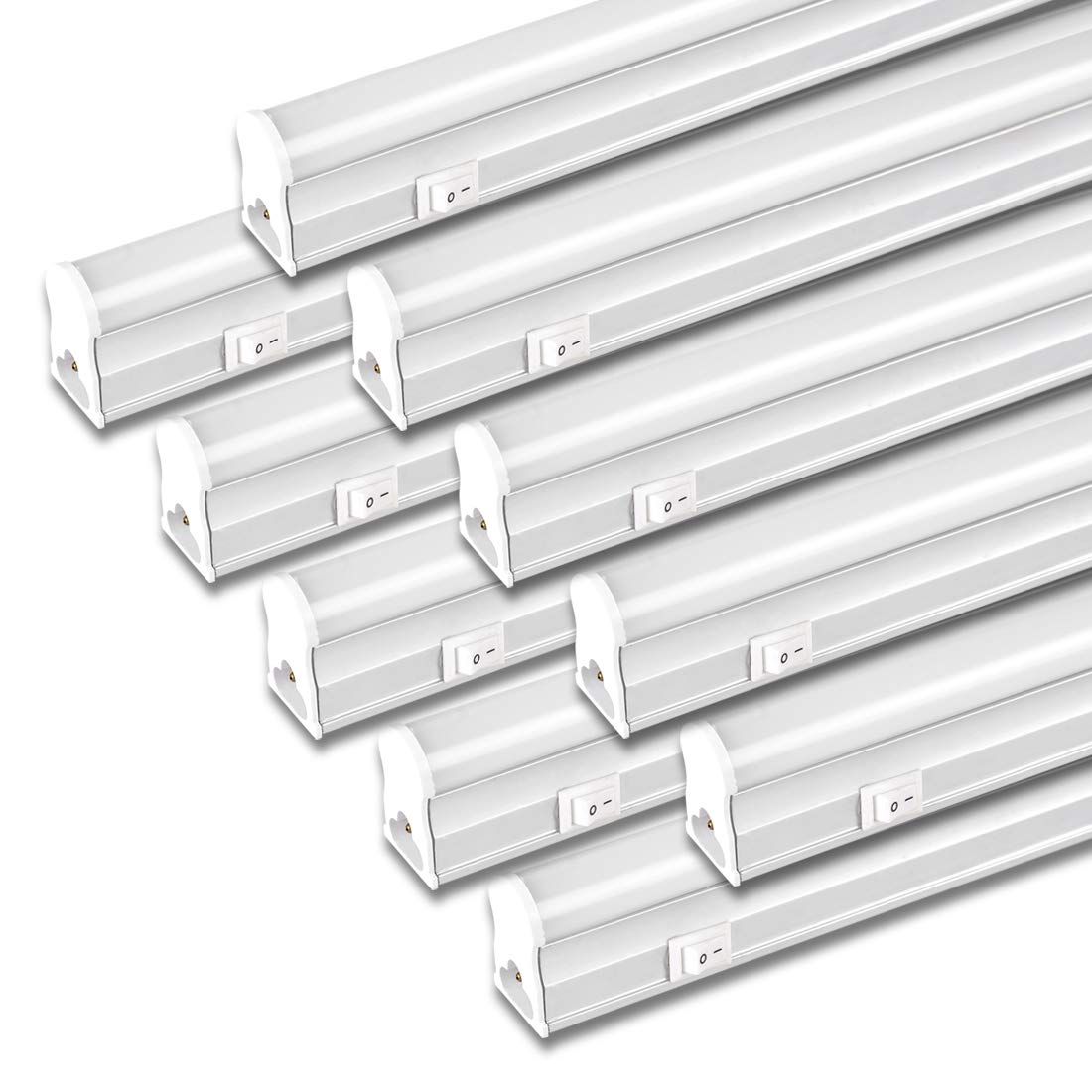 LED蛍光灯 40W形 器具一体型LED蛍光灯 T5 LED 直管 18W led 6000K-6500K 昼光色 天井照明 バーライト ベースライト 120cm 蛍光灯器具セット led照明 工事不要 軽量 連結コード付属 スイッチ付き 10本入り