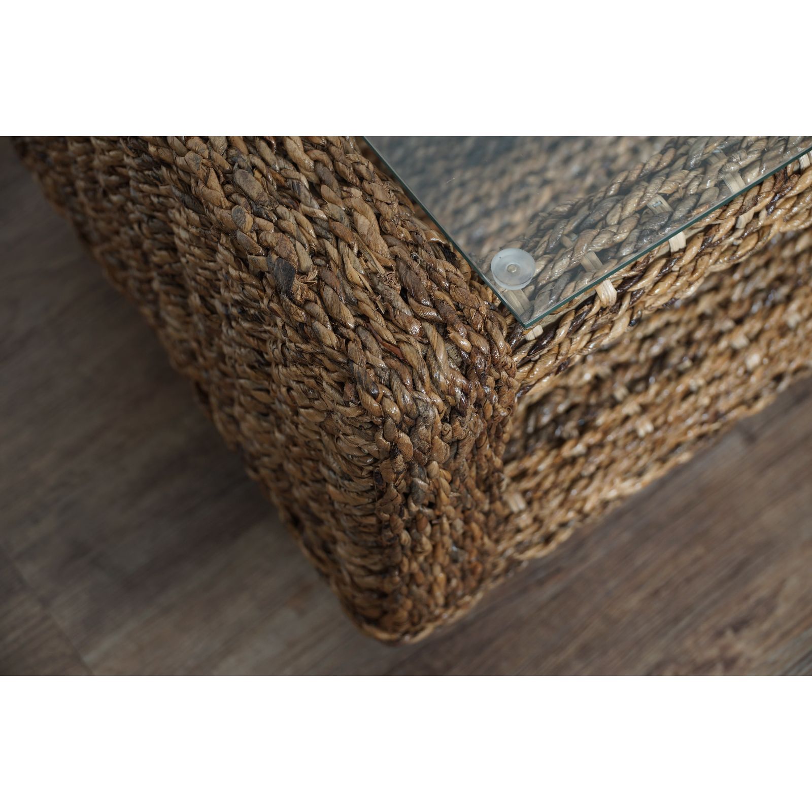 K アバカ ガラス天板 幅120cm ローテーブル アジアンリゾート風 センターテーブル アバカ編み 強化ガラス天板 ロータイプ アジアン家具 コーヒーテーブル オープン棚付き MARWIL-DEMENAGEMENTS_CH