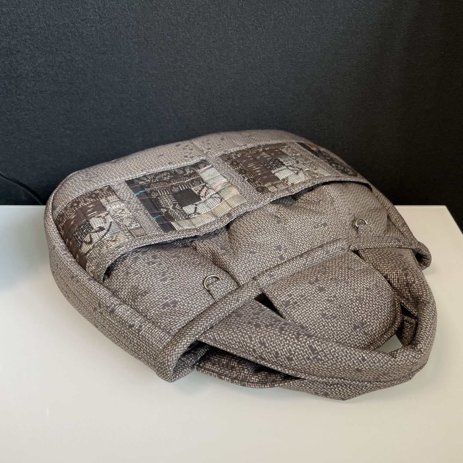 ハンドメイド 着物リメイク パッチワークトートバッグ 49 大島紬