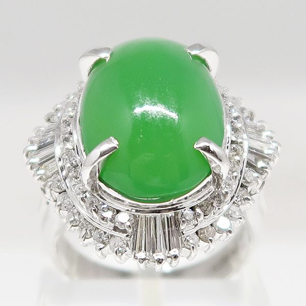 Pt900 翡翠 ダイヤモンド リング 8号 プラチナ ひすい ダイヤ 指輪 #8