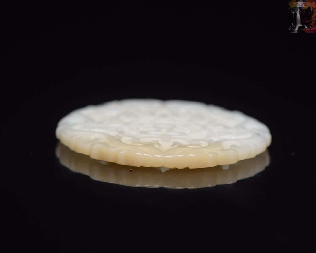 旧家蔵出し 和田玉細密彫 高古件 透空彫 雙龍玉牌 根付 裝身具 置物 賞