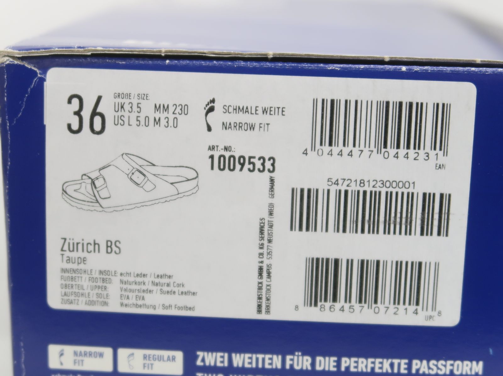 ビルケンシュトック ZURICH BS Soft Footbed チューリッヒ ソフトフットヘッド 1009533 TAUPE ナローサンダル 23㎝