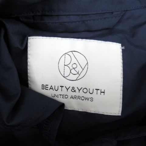 B&Y ユナイテッドアローズ BEAUTY&YOUTH ビューティー&ユース ステンカラーコート スプリングコート ロング丈 薄手 無地 リボンベルト付き  収納袋付き 紺 ネイビー /SY6 - メルカリ