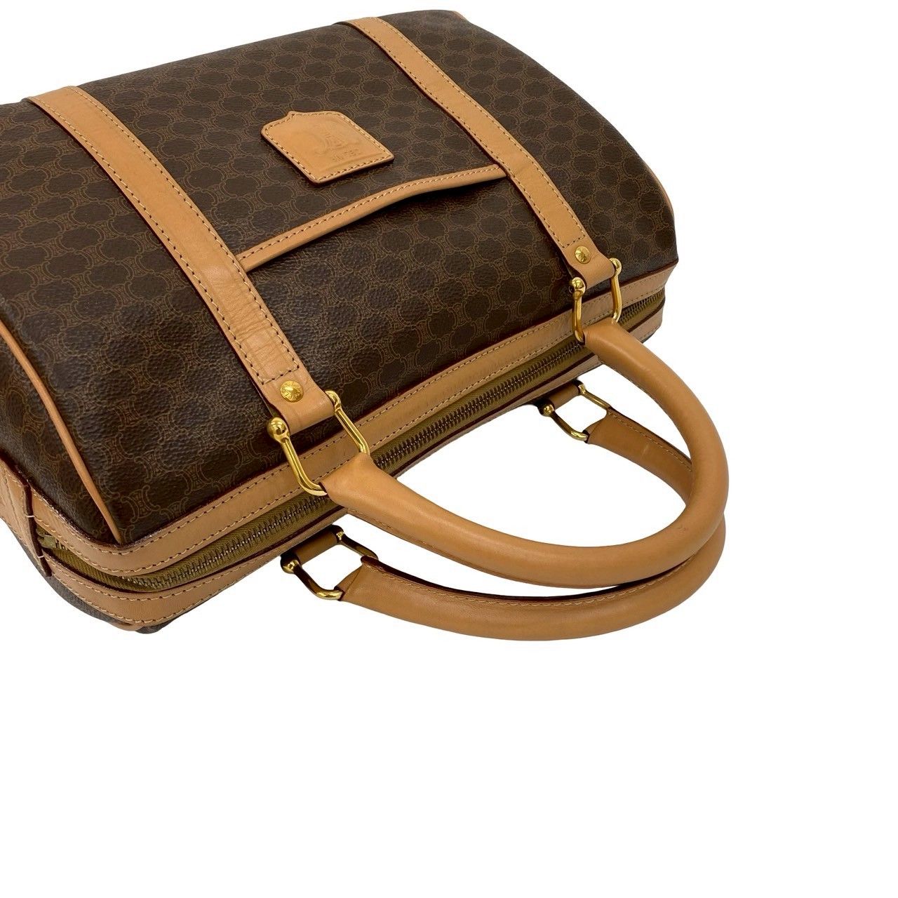 CELINE セリーヌ マカダム ブラゾン 柄 レザー ミニ ボストンバッグ 極 美品 CELINE セリーヌ ヴィンテージ マカダム ブラゾン