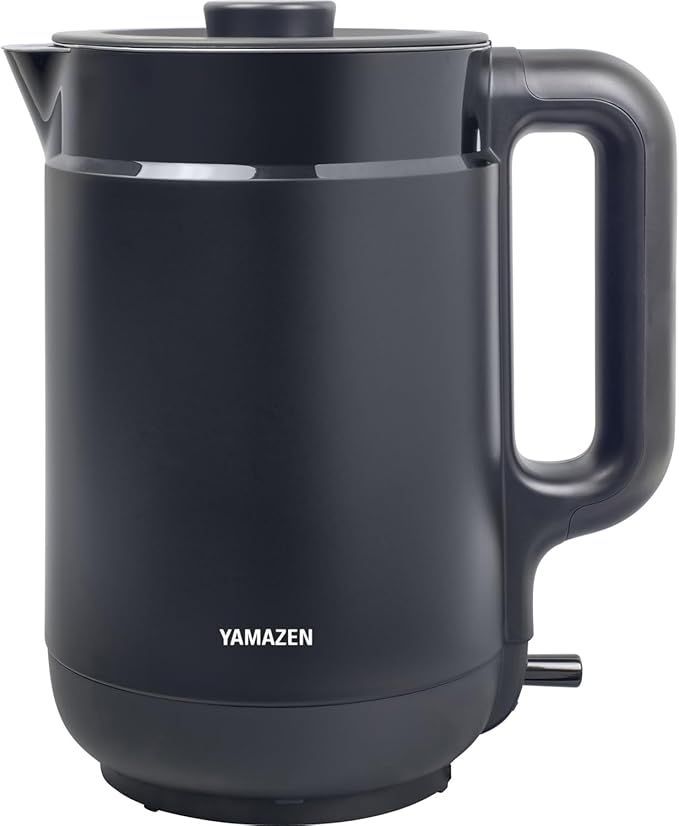 【在庫処分】[山善] 電気ケトル 電気ポット 1.5L 大容量 一人暮らし 二人暮らし 自動電源OFF 空焚き防止機能 ふた取り外し可 ワンタッチ操作 2重構造 ブラック YKPA-1215(B)