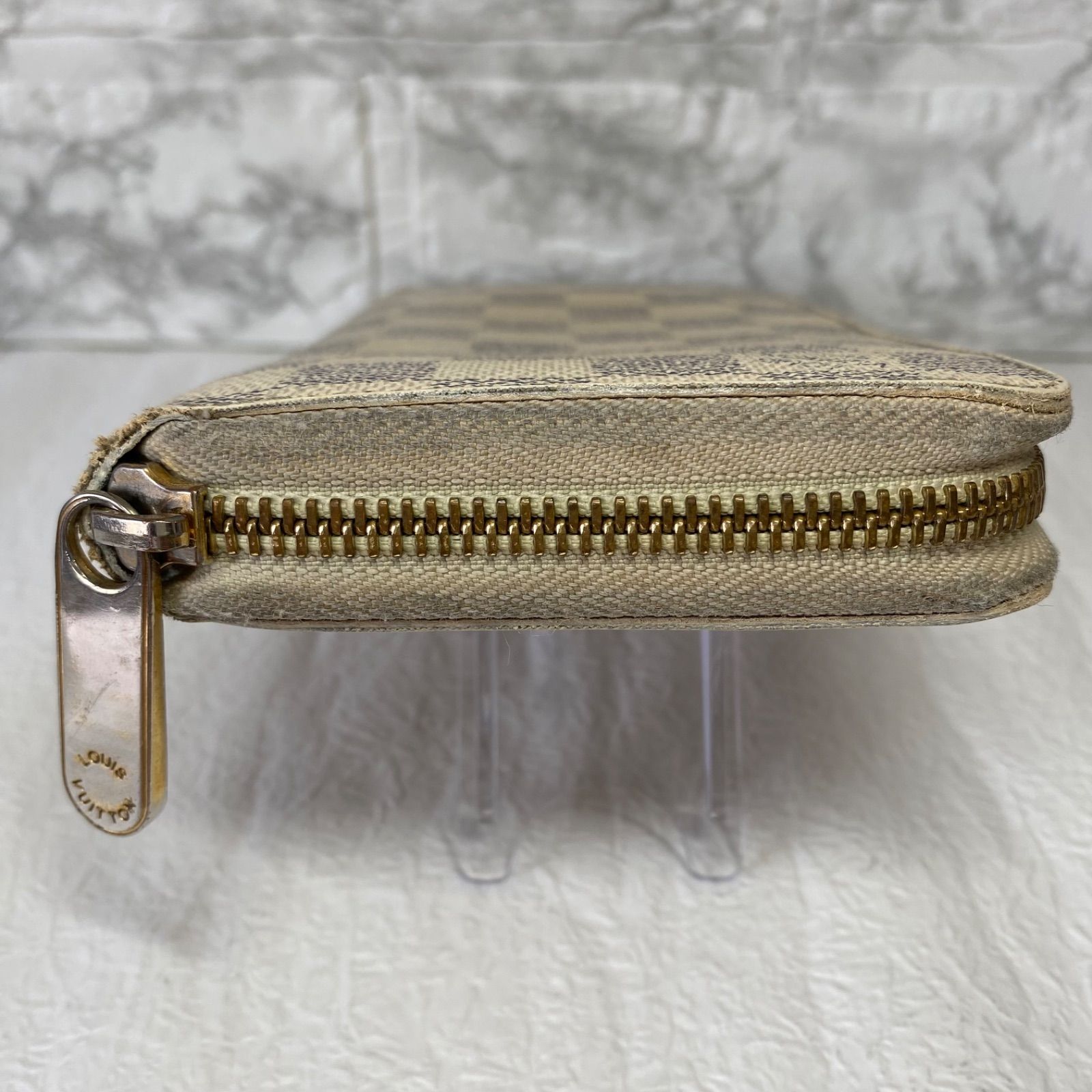 ?美品?LOUIS VUITTON ジッピーウォレットダミエアズール ホワイト白 