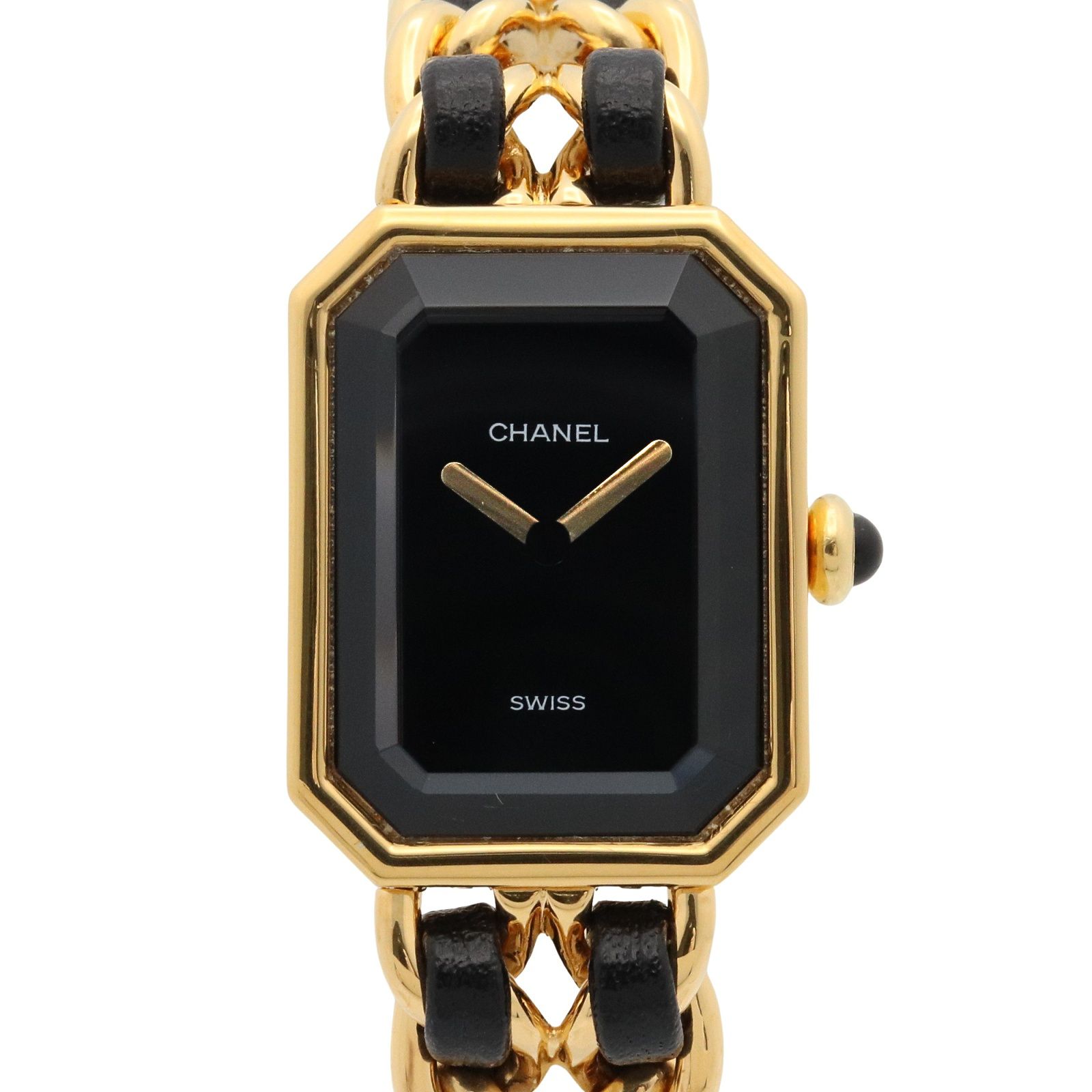 シャネル CHANEL 腕時計 プルミエール S H0001 ブラック GP ゴールドメッキ レザー プルミエール S レディース Used A