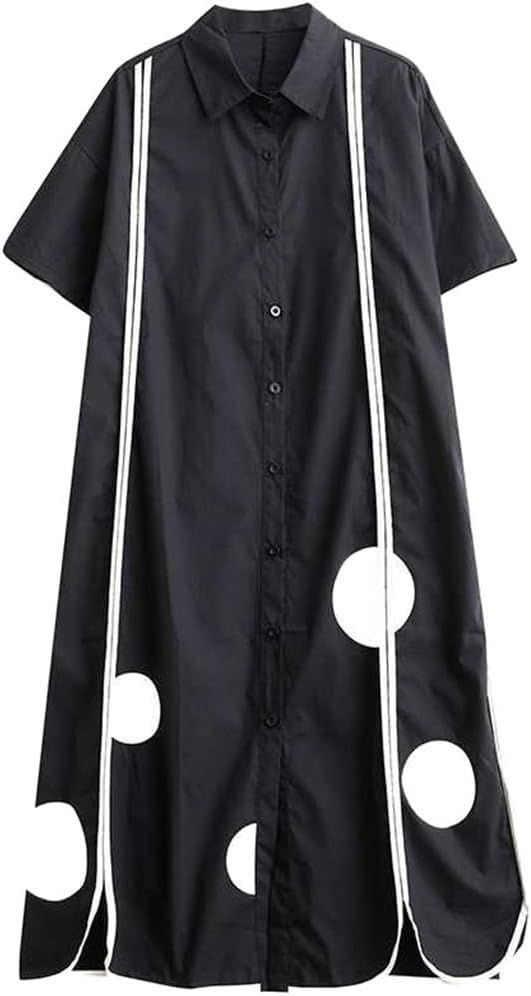 シャツワンピース 即購入OK ワンピース ロングシャツ ドット