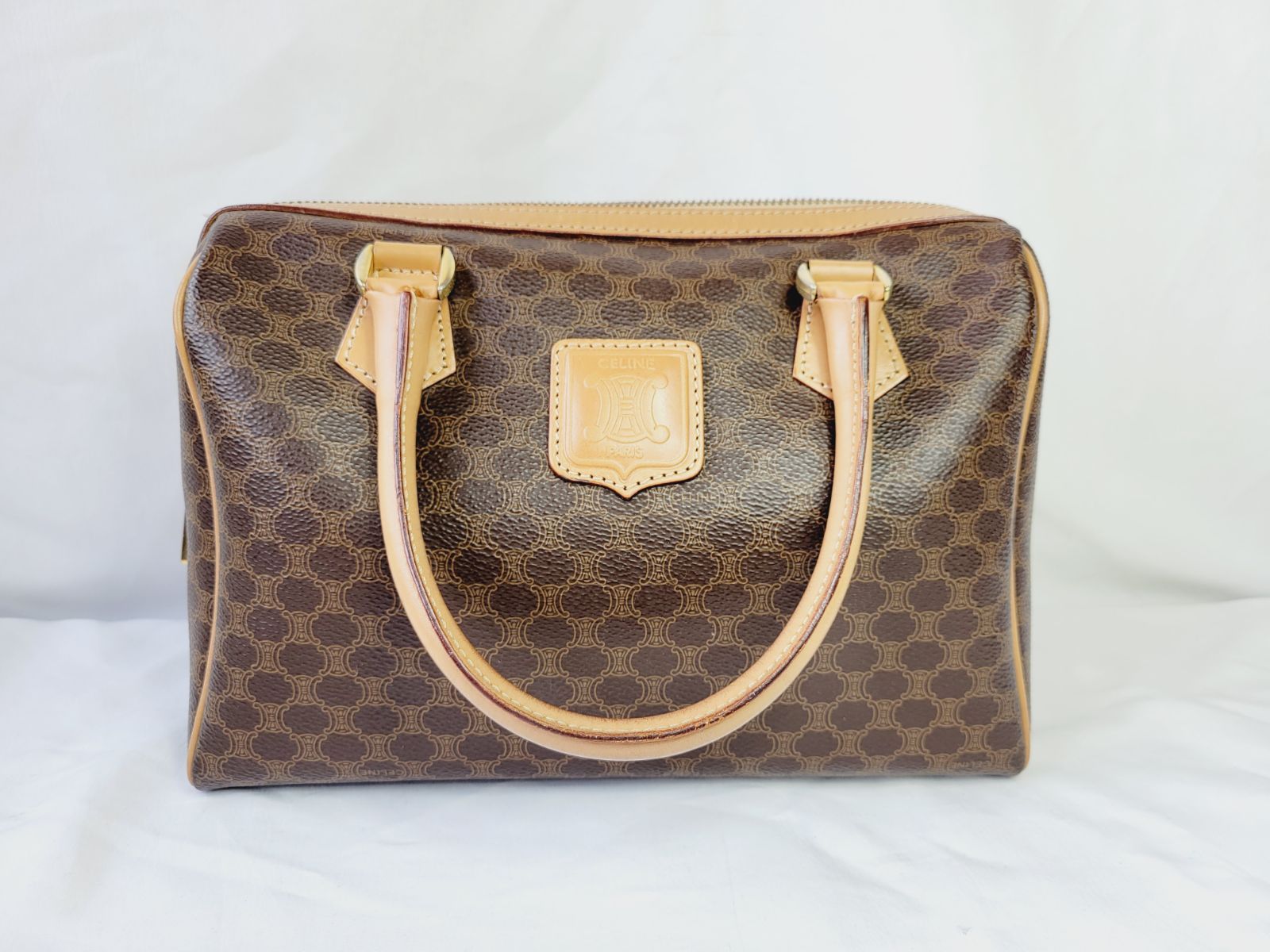 セリーヌ マカダム M161 ミニボストン ハンドバッグ ブラウン CELINE 