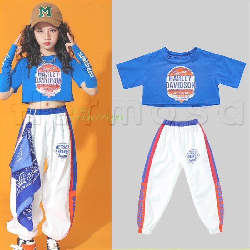 キッズ ダンス 衣装 セット衣装 ヒップホップ風 Tシャツ 女の子 女の子 セットアップ 送料無料 派手 HIPHOP キッズ ズボン ガールズ K-POP 短袖 へそ出し  vii3v775185