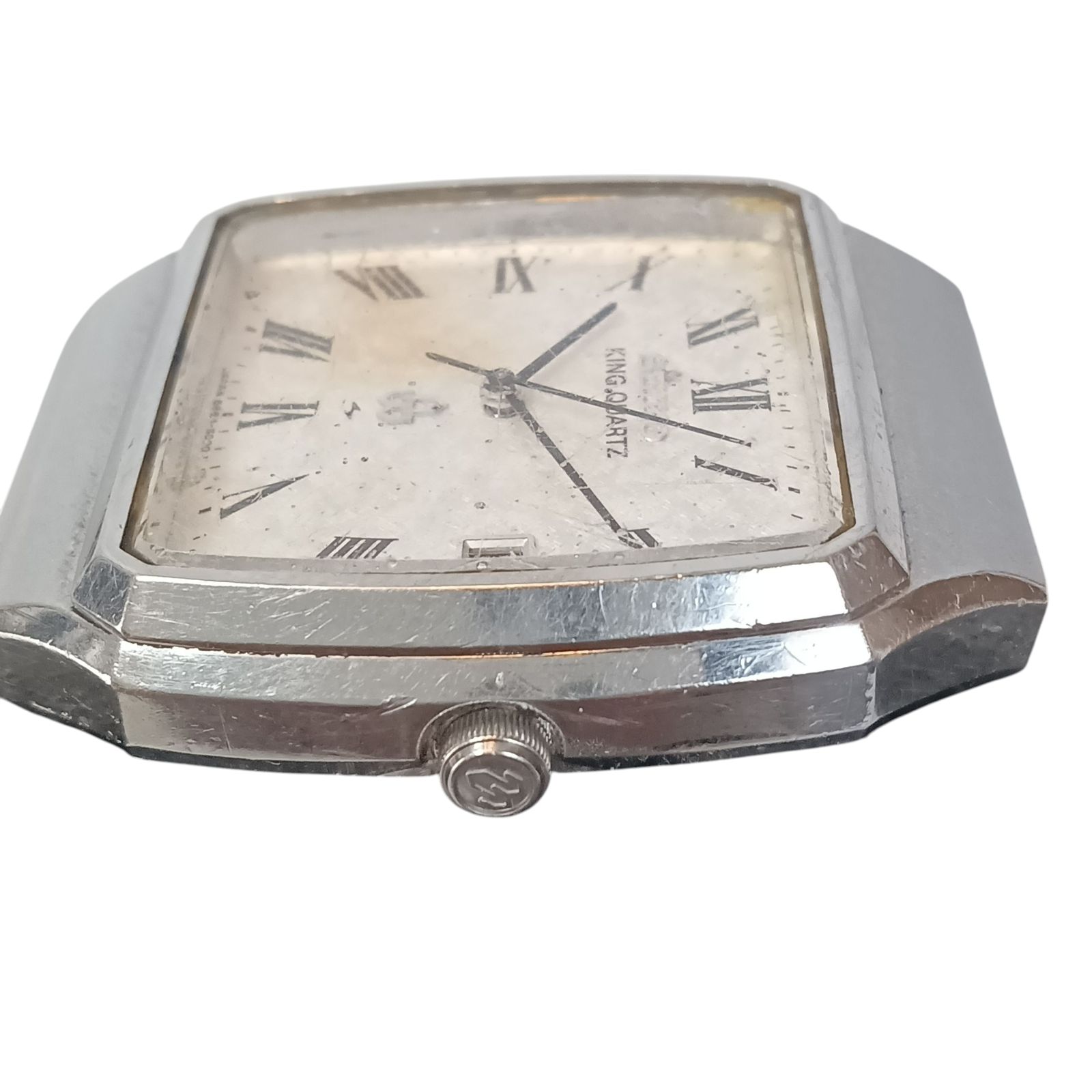 稼働 SEIKO KING QUARTZ シルバー メンズ時計 スクエア 35 SEIKO キングクォーツ スクエア メンズ 時計 シルバー