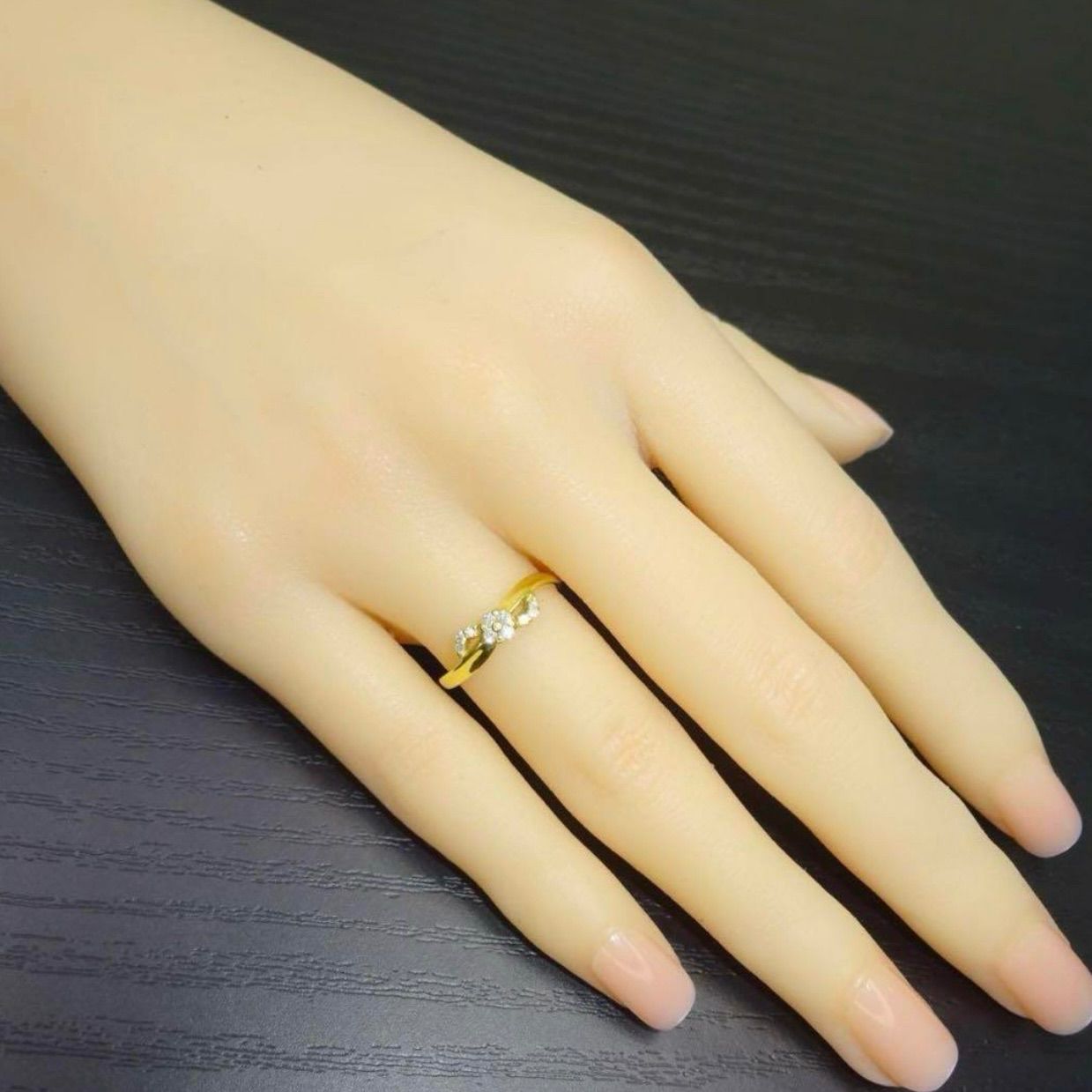 18金 K18 ゴールド GOLD 750 天然ダイヤモンド0.16ct デザイン リング 