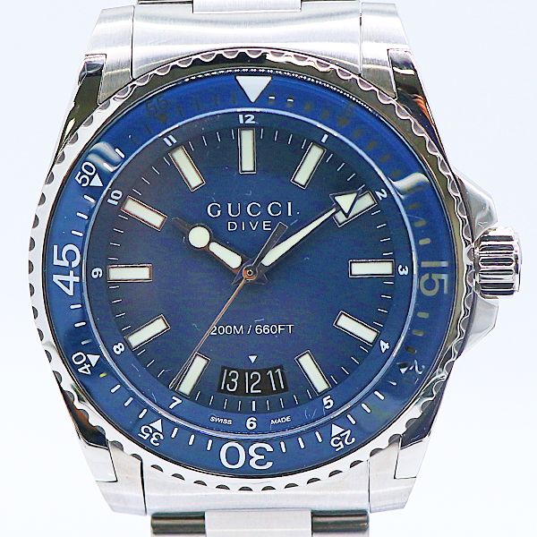 級 保 稼働 グッチ ダイブ 136.2 18437789 QZ 青 メンズ腕時計 0158400 10NBT KMR ABC 16840