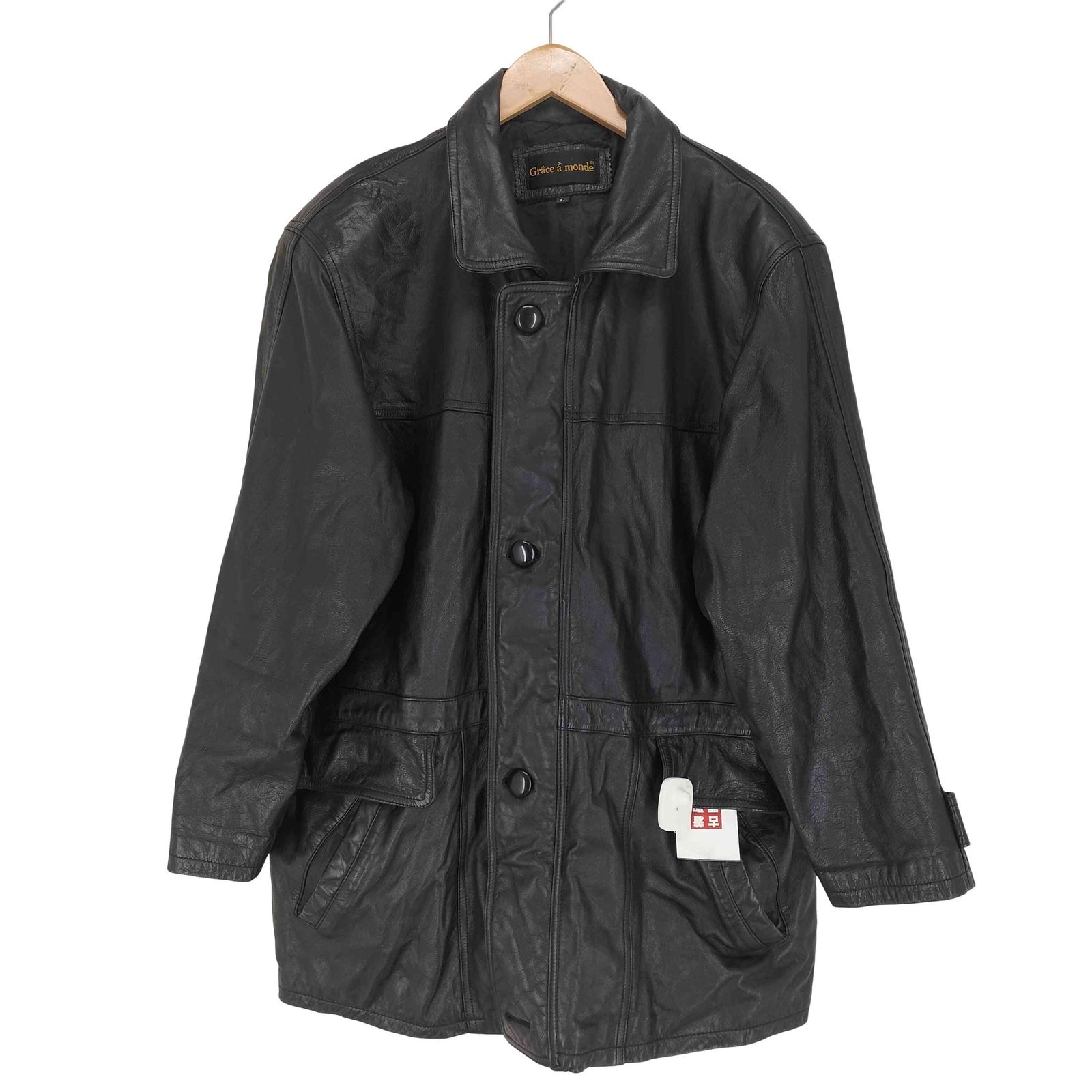 ユーズドフルギ USED古着 Crace a monde カウレザー比翼ジップジャケット メンズ JPN：L 