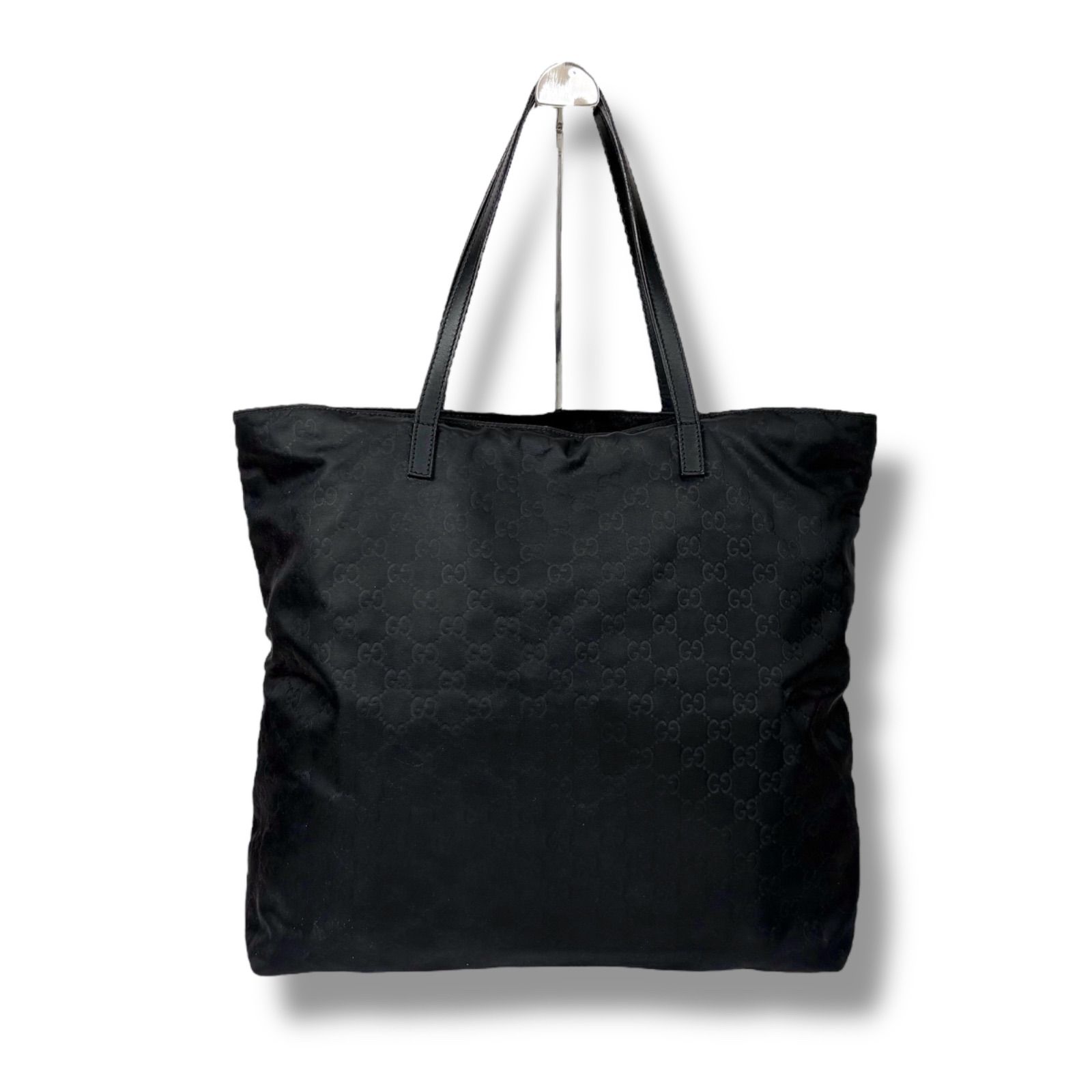 GUCCI グッチ キャンバス GG柄 シマ 黒 トートバッグ ビジネス 肩掛け ☆グッチ□GUCCI☆】美品□ビジネスバッグ□GG柄□レザー